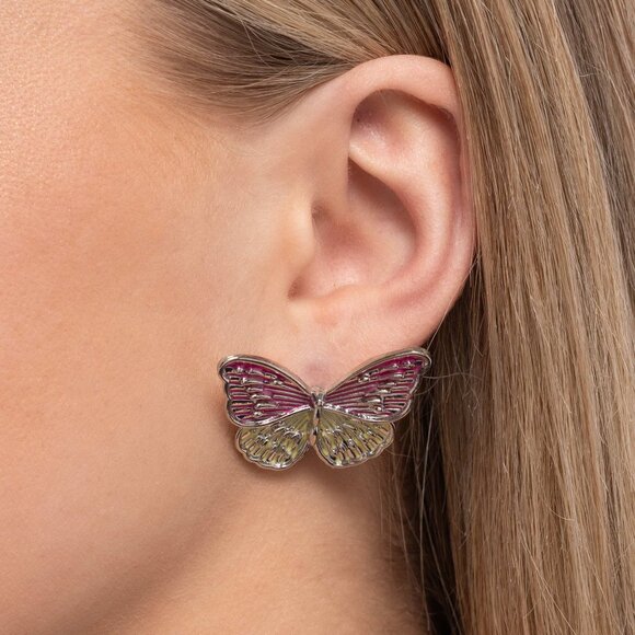 Paparazzi Jewelry Accessories - Aerial Appreciation - Pink Earrings - NEW!! - Picture 3 of 4